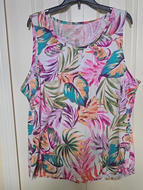 St. John's Bay Tops - St. John's Bay Multicolor Tropical Leaf Tank Top